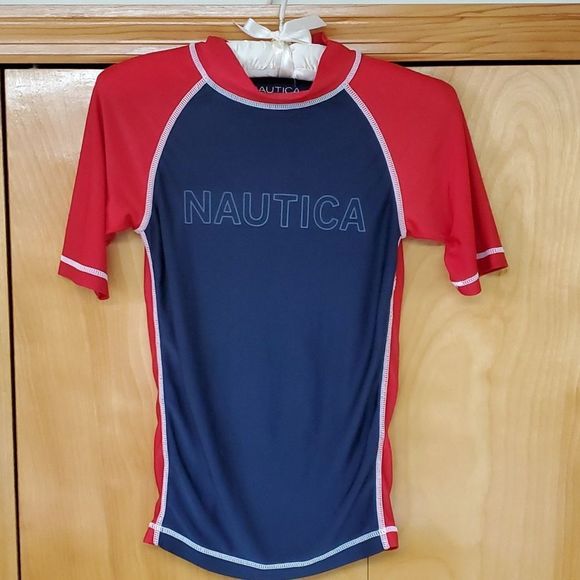 Nautica blue red rash guard medium - Picture 1 of 3